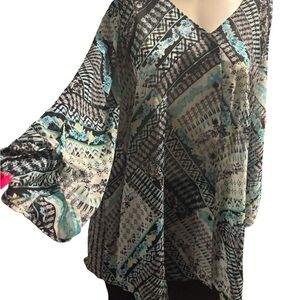 Avenue Black and Blue Patterned Dress